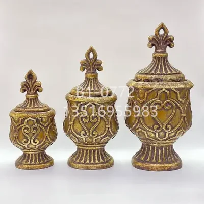 جرة فاخرة مطلية بالذهب على الطراز الأوروبي، زخرفة جرة عامة، زخرفة قاعة مدخل التلفزيون، زخرفة جرة التخزين، مزهرية القلعة الذهبية