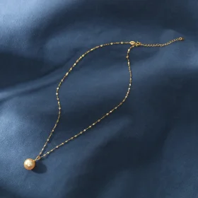 s925 live hot sale retro french pearl necklace female special-interest design bead necklace petal clavicle chain ins style