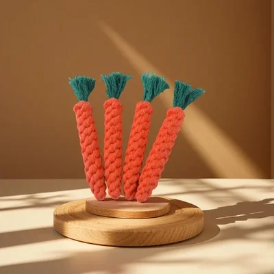 Pet carrot cotton rope toys, hand-woven teeth-cleaning, tooth-grinding, durable knotted rope dog toys wholesale, folk handicrafts, straw woven gifts