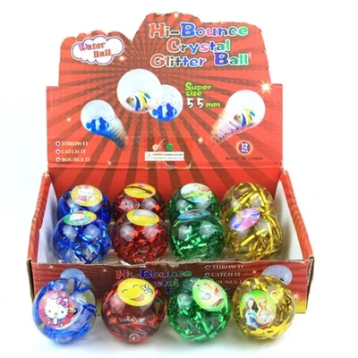 5.5CM fine filament smiley face + pattern with light, electric elastic ball, butterfly water ball, ribbon flashing elastic ball toy