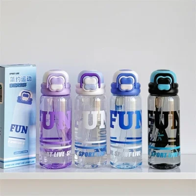 Cute sports water cup tritan high-temperature resistant children's water bottle fitness portable large-capacity space plastic straw cup