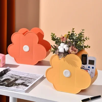 صندوق تخزين مكتبي على شكل زهرة صغيرة إبداعية، صندوق تخزين للتحكم عن بعد، صندوق تنظيم مكتب متعدد الوظائف