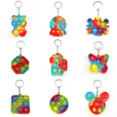 Colorful bubble keychain Rat killer Pioneer Pendant Silicone fingertip press toy