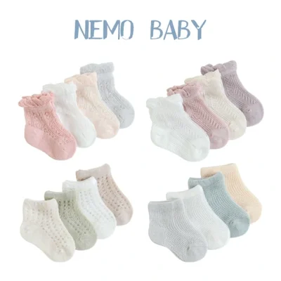 24 New Children's Socks, summer ultra-thin baby socks, mesh combed cotton, boneless baby socks for boys and girls