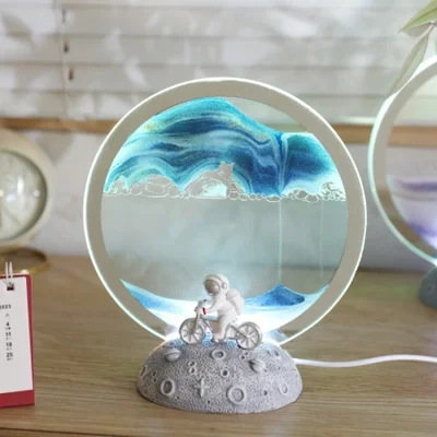 Sand flow painting glass night light, bedroom, study, desk lamp, decorative display, seven-color light painting sand flow lamp ornament