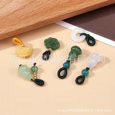 National trend natural jade cloud gourd pendant, handle rope accessory, jade agate, national style clothing diy handcrafted pendant