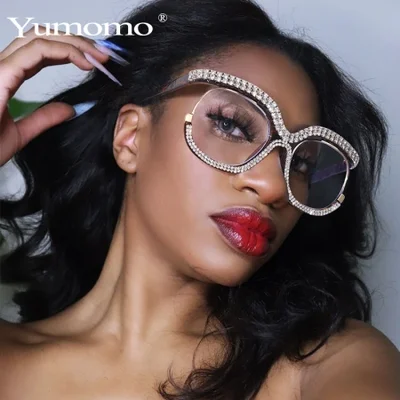 A92104 Cross-border New fashion anti-blue light glasses with diamond-encrusted frame, suitable for women to wear myopia glasses, wholesale in stock