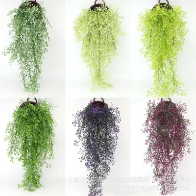 Cross-border wholesale of artificial green plants, golden bell willow, wall-hung flower vines, hanging home decoration walls, indoor artificial flowers, hanging baskets and plants