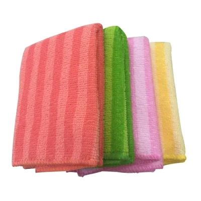 Colorful wide-striped microfiber rags, scrubbing cloths, cleaning cloths, furniture, car glass