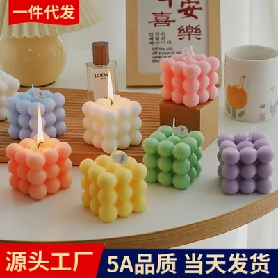 البيع بالجملة للشموع المعطرة على شكل مكعب روبيك، ديكور المنزل، شموع عيد الميلاد المعطرة على طراز InS، الهدايا التذكارية الإبداعية