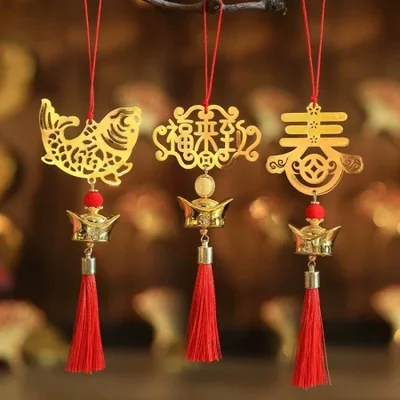 المعلقات فانوس عيد الأفعى لمهرجان الربيع ، زخارف قاعة المدخل على الطراز الصيني ، المعلقات لوحة معدنية بونساي ، المعلقات الديكور مكان السنة الجديدة