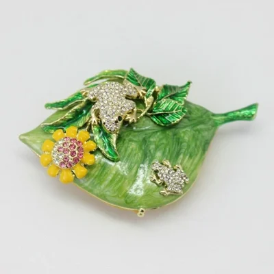 زخرفة صندوق مجوهرات على شكل حيوان من سبيكة، زخرفة صندوق مجوهرات على شكل حيوان مينا على شكل ضفدع ومياه الضفدع