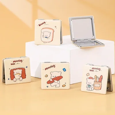 مرآة قابلة للطي على الوجهين، مرآة مكياج محمولة، محمولة، مرآة ديزي صغيرة لطيفة، مرآة مستديرة صغيرة لمساكن الطلاب