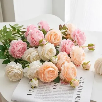 Ins-style Western peony artificial flowers, artificial flowers, silk flowers, rose bouquets, home living room dining table decoration, photo props