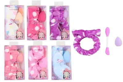 Cross-border bow fashion Korean style, cute and simple cartoon pattern polka dot hair tie, mask brush, beauty egg set