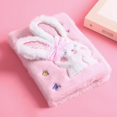 دفتر ملاحظات محمول من القطيفة، دفتر أرنب لطيف وطازج، مذكرات من القماش، دفتر ملاحظات محمول باليد سميك من الرسوم المتحركة