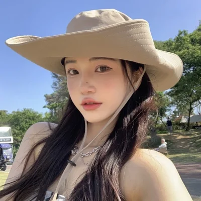 Western cowboy hats, women's travel camping fisherman hats, summer sun protection and shade hats, outdoor hiking sun hats, men's fashion