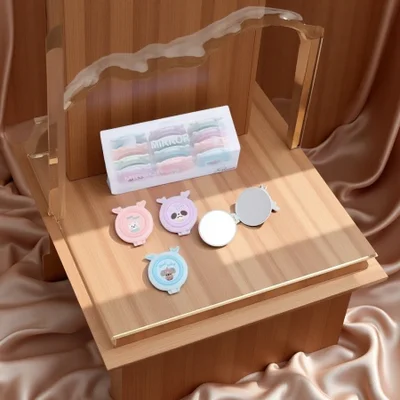 مرآة مكياج صغيرة محمولة ذات وجهين، مرآة مكياج صغيرة مبتكرة ولطيفة، يجب اقتناؤها للفتيات