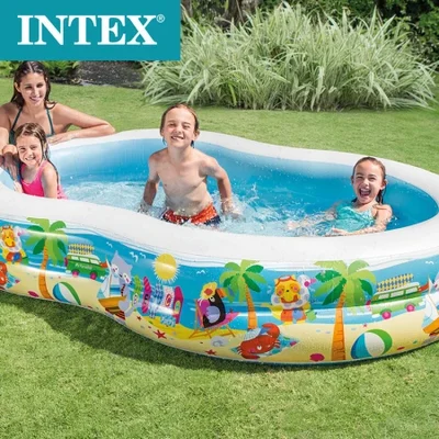 intex 56490 figure-eight swimming pool, family and children inflatable outdoor garden, lawn swimming pool, water play pool