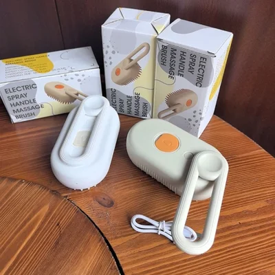 مشط رش كهربائي للحيوانات الأليفة للقطط والكلاب، رذاذ بنقرة واحدة، لا يسبب ضررًا للجلد، تدليك، تمشيط الشعر السائب، نظيف