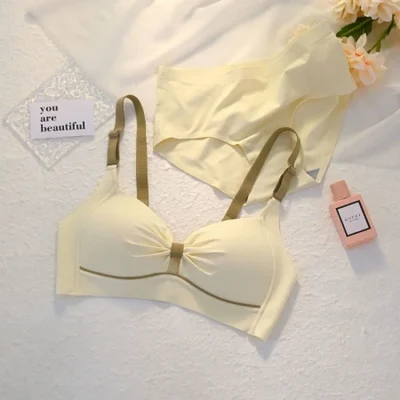 T Cross-border best-selling summer seamless underwear, small chest gathering thin bra, anti-sagging, beautiful back, soft underwear without steel rings