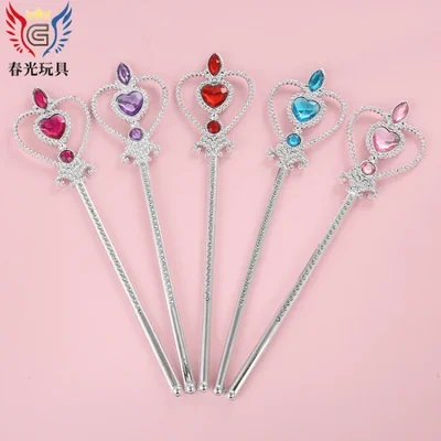 مبيعات المصنع مباشرة من لعبة Frozen Magic Wand Cartoon اللطيفة للأطفال، عصا سحرية مع الماس المائي، عصا الجنية