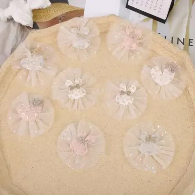 Sequined flower gauze ring