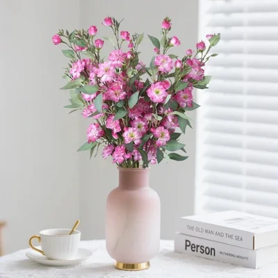 Artificial single-stem camellia, Chinese-style retro home decoration photography props, artificial flowers, silk flowers, wild camellia artificial flowers