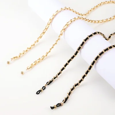 نظارات شمسية مخملية معدنية من جلد الخوخ منسوجة عصرية وبسيطة باللونين الأبيض والأسود، نظارات قراءة، سلسلة نظارات عصرية معلقة على الرقبة للنساء مضادة للخسارة