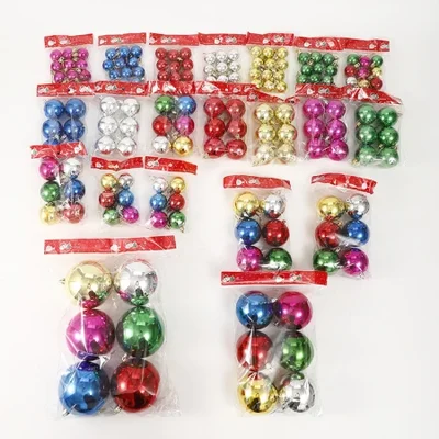 زينة عيد الميلاد 3/4/6/8/10 سنتيمتر كرات عيد الميلاد ، كرات بلاستيكية مطلية ، أكياس opp ، المعلقات زينة شجرة عيد الميلاد