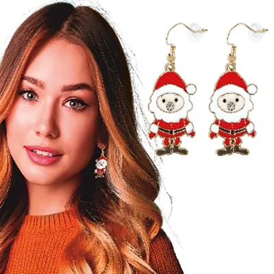European and American cross-border Christmas accessories: Christmas reindeer, Santa Claus, snowman, Christmas tree, earring set and earrings