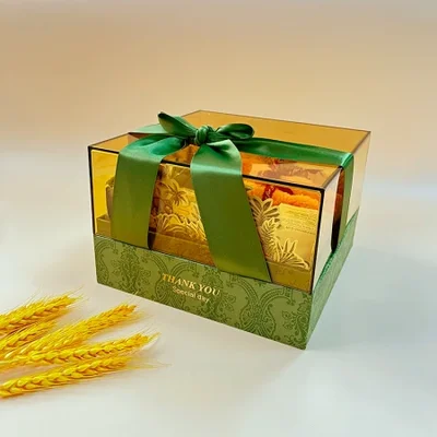 صندوق حلوى هدية لوصيفة العروس، هدية ذات سعة كبيرة، تغليف عالي الجودة، صندوق فارغ، صندوق تذكاري من الأكريليك الشفاف الأخضر