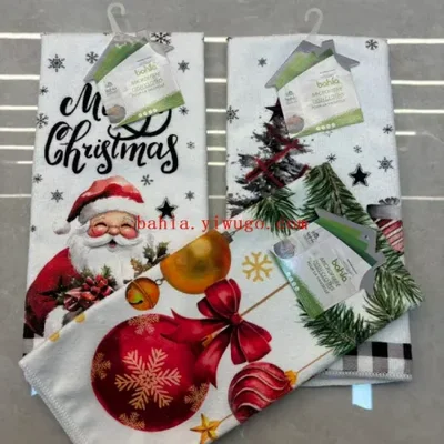 منشفة شاي شجرة عيد الميلاد بالون سانتا كلوز عبر الحدود، ومنشفة تنظيف غرفة نوم الضيوف المنزلية، ومنشفة إزالة الغبار والمسح