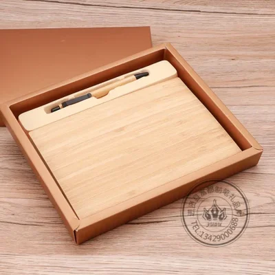 Bamboo notebook set, bamboo and wood pen gift, real estate enterprise company annual meeting event gift set