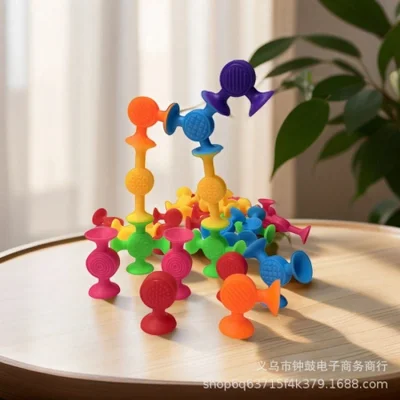 أكواب شفط حسية ذات ملمس عابر للحدود، مكعبات بناء ناعمة، متعة الشفط، متعة لزجة، ألعاب نافذة السيارة للسفر، ألعاب الحمام والحمام