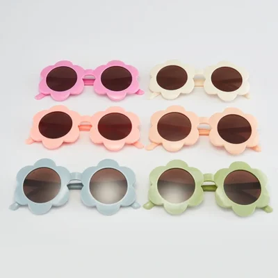 Wholesale of new children's sunflower sunglasses, multi-color round-framed sunglasses, and UV-protective glasses for cute boys and girls