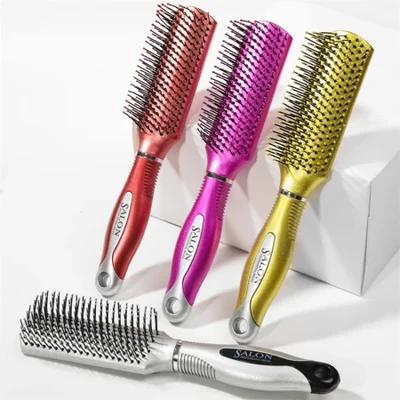 البيع المباشر لأمشاط تدليك الشعر والأضلاع البلاستيكية ذات 4 ألوان للتجارة الخارجية