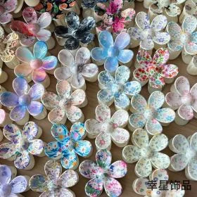 أفضل بائع في أوروبا وأمريكا قبضة زهرة خمس بتلات المشابك الإناث موضة عطلة الرأس الخلفي مشبك القرش نمط مخصص إكسسوارات الشعر