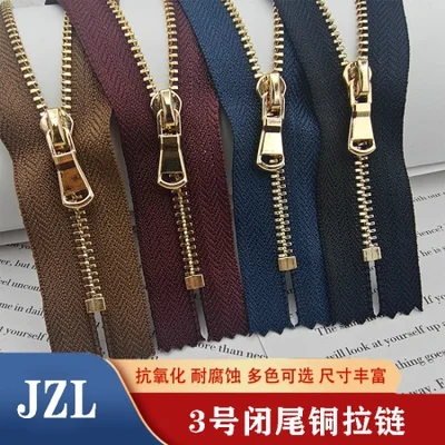 No. 3 and No. 5 metal Y-tooth light gold white gold open tail closed tail clothing set zipper access control pocket