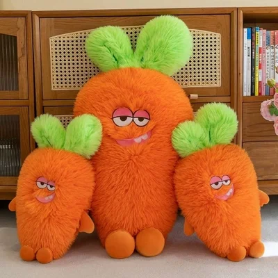 وسادة جزرة مضحكة للفتيات للنوم عليها، وسادة طويلة ولطيفة، تهدئة الأطفال على السرير، لعبة قطيفة للأولاد على السرير