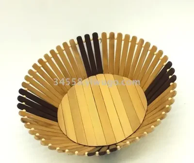 سلة فواكه من الخيزران، وسلة تصريف بيضاوية الشكل، وحلوى الطعام، وسلة فواكه من شرائح الخيزران