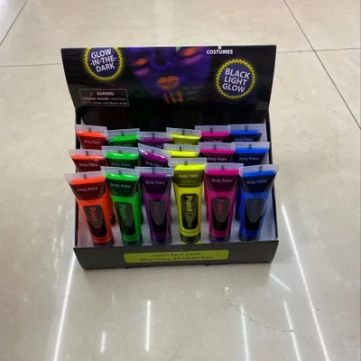 لوازم حفلات الرقص ومكياج الوجه الفلوريسنت للهالوين، أصباغ تلوين الجسم المربعة المضيئة ليلاً