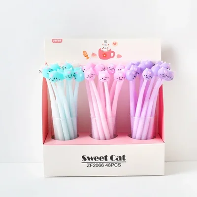 Zhongfan Stationery ZF2066 Sweet Cat Gel Pen سيليكون على شكل حيوان قرطاسية للطلاب مبيعات المصنع مباشرة الإبداعية