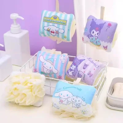 Officially authorized Hello Kitty bath balls, soft foaming bath flowers, bath scrubs, back scrubs for girls, Sanrio cute children's bath wipes